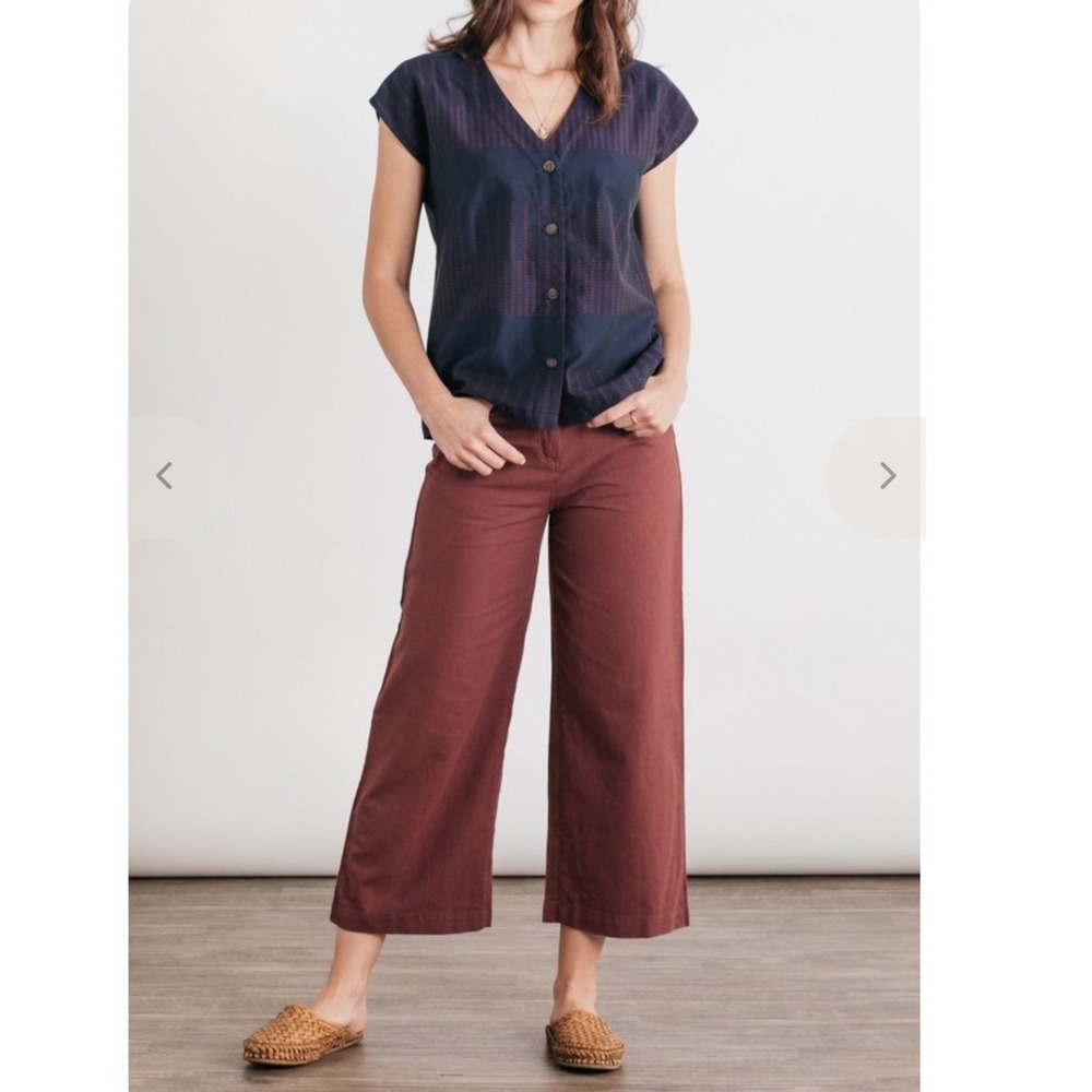 Bridge & Burn Gladstone Wide Leg Pants Linen Cotton Cropped Size 29